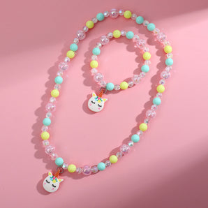 Nihao Wholesale Cartoon Style Unicorn Plastic Resin Beaded Pendant Necklace Bracelets