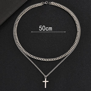 Nihao Wholesale Simple Style Cross Stainless Steel Plating Unisex Pendant Necklace