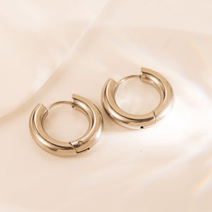 Nihao Wholesale 1 Set Simple Style Eye Solid Color Gold Plated Stainless Steel Gold Plated Earrings