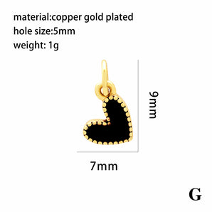 Nihao Wholesale Romantic Sweet Heart Shape Copper Enamel Plating 18K Gold Plated Charms