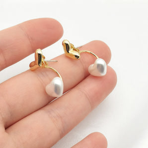 Nihao Wholesale Fashion Heart Shape Alloy Plating Artificial Pearls Ear Studs