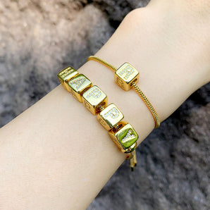 Nihao Wholesale Fashion Letter Copper 18K Gold Plated Artificial Gemstones Bracelets In Bulk