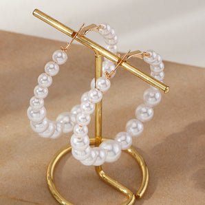 Nihao Wholesale European and American geometric pearl earrings simple large earring