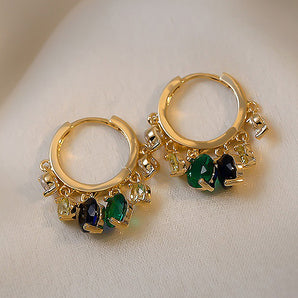 Nihao Wholesale Fashion Geometric Rhinestone Artificial Gemstones Earrings
