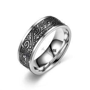 Nihao Wholesale Simple Style Cool Style Printing Titanium Steel Polishing Enamel Carving Men'S Rings