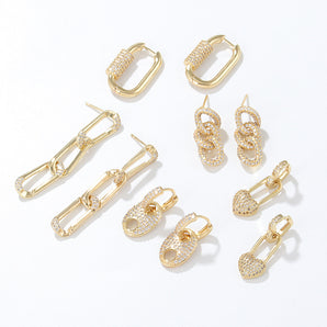 Nihao Wholesale Vintage Style Geometric Plating Inlay Copper Zircon Drop Earrings