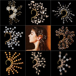 Nihao Wholesale Jewelry Sweet Flower Crystal Inlay Ear Cuffs