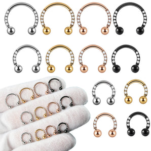 Nihao Wholesale Vacation U Shape Stainless Steel Plating Zircon Nose Ring
