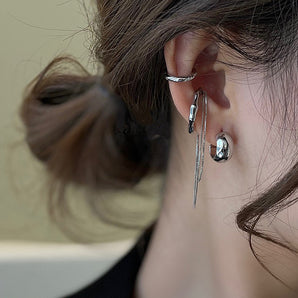 Nihao Wholesale simple irregular metal chain ear bone clip earrings four-piece set wholesale