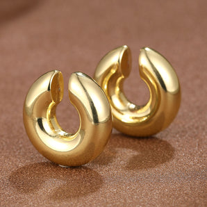 Nihao Wholesale 1 Pair Vintage Style Solid Color Plating Alloy 18K Gold Plated Ear Studs