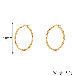 Nihao Wholesale 1 Pair Basic Vintage Style Classic Style Solid Color Plating Stainless Steel 18K Gold Plated Hoop Earrings
