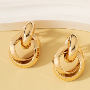 Nihao Wholesale Jewelry Business Simple Style Round Alloy Metal Gold Plated Plating Ear clips