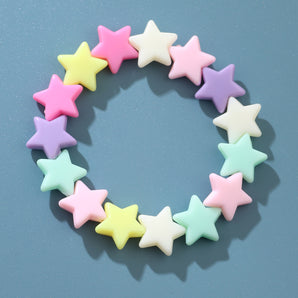 Nihao Wholesale Cute Colorful Star Flower Arylic Beaded Kid'S Bracelets