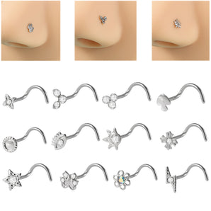 Nihao Wholesale Simple Style Star Stainless Steel Inlay Zircon Nose Ring