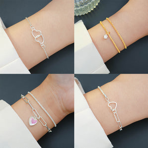 Nihao Wholesale Simple Style Commute Heart Shape Opal Alloy Wholesale Bracelets