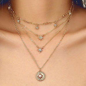 Nihao Wholesale IG Style Star Rhinestones Pearl Alloy Wholesale Layered Necklaces