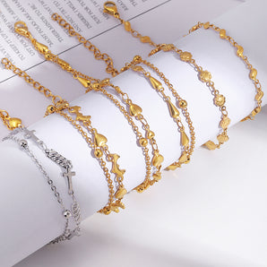 Nihao Wholesale Sweet Heart Shape Stainless Steel Plating 18K Gold Plated Bracelets