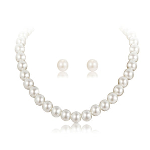 Nihao Wholesale Women'S Fashion Geometric Imitation Pearl Alloy Earrings Necklace No Inlaid Jewelry Sets