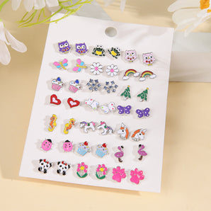 Nihao Wholesale 1 Set Sweet Animal Flower Snowflake Enamel Butterfly Alloy Ear Studs