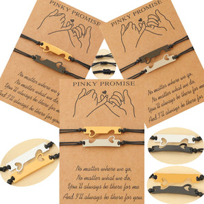 Nihao Wholesale 1 Piece Fashion Heart Shape Stainless Steel Wax line Handmade Unisex Bracelets
