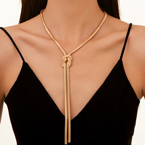 Nihao Wholesale Sexy Streetwear Knot Metal Copper Tassel Women'S Long Necklace Necklace