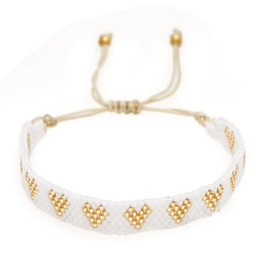 Nihao Wholesale Simple Style Heart Shape Glass Beaded Couple Bracelets 1 Piece