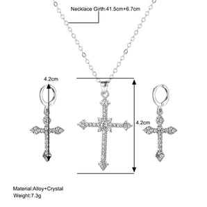 Nihao Wholesale Casual Streetwear Cross Alloy Plating Inlay Artificial Rhinestones Unisex Earrings Necklace