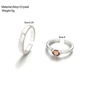 Nihao Wholesale Simple Style Commute Heart Shape Alloy Inlay Rhinestones Couple Open Rings