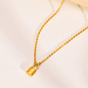 Nihao Wholesale Simple Style Lock Stainless Steel Necklace Plating Stainless Steel Necklaces