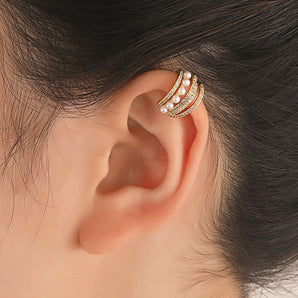 Nihao Wholesale Fashion Elegant No Pierced C- Shaped Hollow Multi-Layer Full Diamond Single Ear Clip