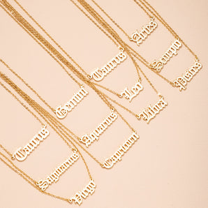 Nihao Wholesale simple twelve constellation letter pendant necklace