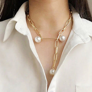 Nihao Wholesale Fashion Water Droplets Imitation Pearl Alloy Plating Women'S Necklace