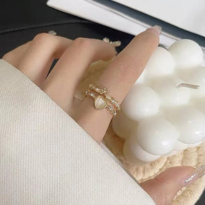 Nihao Wholesale Fashion Fruit Heart Shape Flower Alloy Inlay Rhinestones Women'S Open Ring