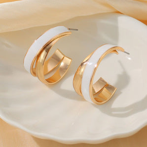 Nihao Wholesale 1 Pair Elegant Lady Geometric Enamel Iron Earrings