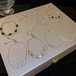 Nihao Wholesale Simple Style Geometric Alloy Plating Artificial Gemstones Women'S Bracelets