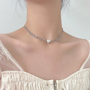 Nihao Wholesale Fashion Angel Wings Heart shape Alloy Artificial Rhinestones Women'S Necklace