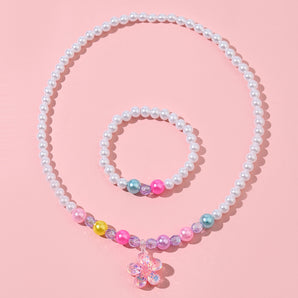 Nihao Wholesale Sweet Flower Plastic Handmade Artificial Pearls Pendant Necklace Bracelets