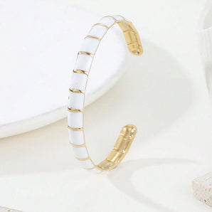 Nihao Wholesale Simple Style Classic Style Color Block Stainless Steel Plating 18K Gold Plated Bangle