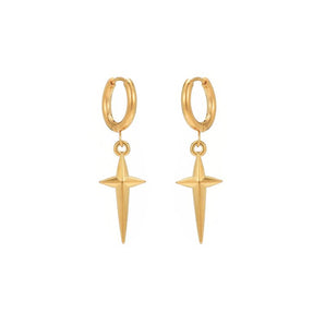 Nihao Wholesale 1 Pair Hip-Hop Retro Simple Style Cross Polishing Plating Stainless Steel 18K Gold Plated Drop Earrings