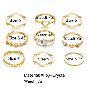 Nihao Wholesale new hollow love ring creative simple joint ring set 9 piece set wholesale niihaojewelry