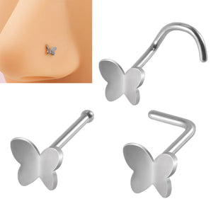 Nihao Wholesale Simple Style Butterfly Stainless Steel Nose studs 1 Piece