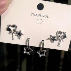 Nihao Wholesale 1 Set Cute Sweet Star Butterfly Plating Inlay Alloy Artificial Crystal Drop Earrings
