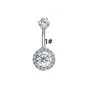 Nihao Wholesale Elegant Luxurious Animal Snowflake Stainless Steel Copper Plating Hollow Out Inlay Zircon White Gold Plated Belly Ring