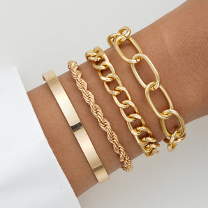Nihao Wholesale Simple Style Commute Solid Color Gold Plated Alloy Wholesale Bracelets
