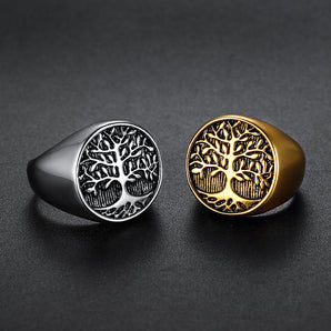Nihao Wholesale Vintage Style Tree Stainless Steel Plating Gold Plated Rings