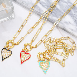 Nihao Wholesale Fashion Heart Copper 18K Gold Plated Necklace In Bulk