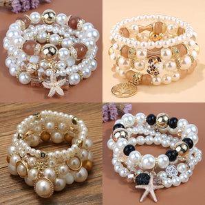 Nihao Wholesale Vacation Starfish Artificial Pearl Alloy Wholesale Bracelets