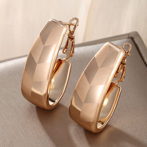 Nihao Wholesale 1 Pair Lady XUPING Geometric Copper Alloy 18K Gold Plated Hoop Earrings