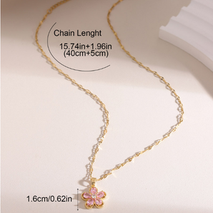 Nihao Wholesale Sweet Simple Style Flower Copper Inlay Zircon Pendant Necklace