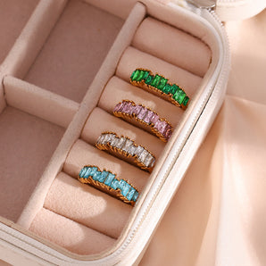 Nihao Wholesale Fashion Square Stainless Steel Plating Inlay Zircon Rings